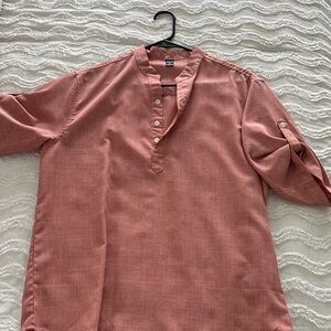 SHEIN Men's Casual Button Down Shirt - Rust